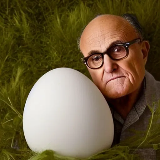 Image similar to Rudy Giuliani in an eggshell photographed by Anne Geddes