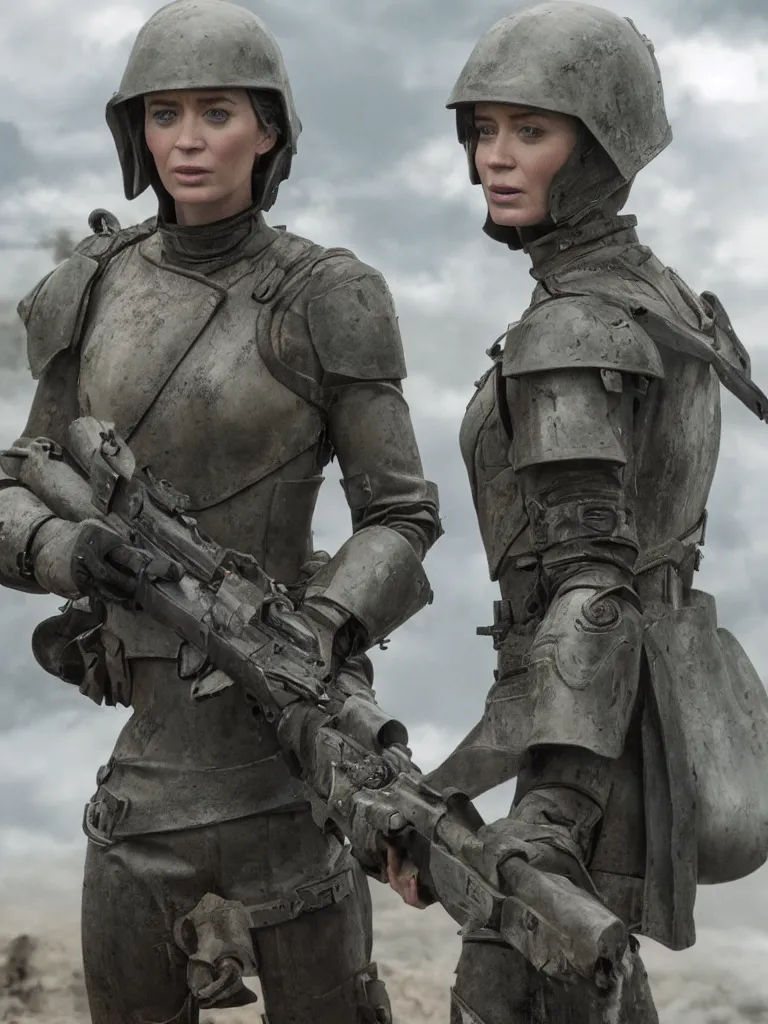 Image similar to emily blunt in power armor, angel of verdun