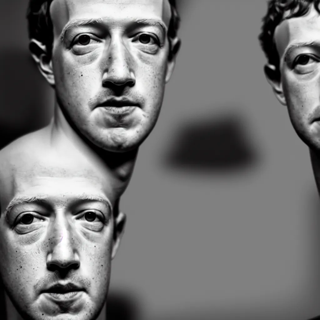 Image similar to one mark zuckerberg staring into your soul, photo, 4 k