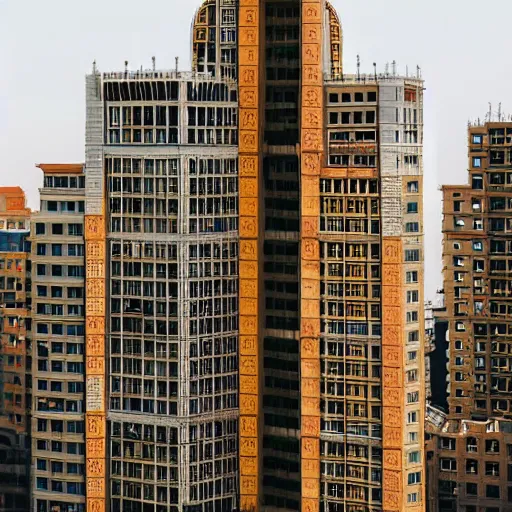 Prompt: wes anderson style big modern skyscraper in the big city