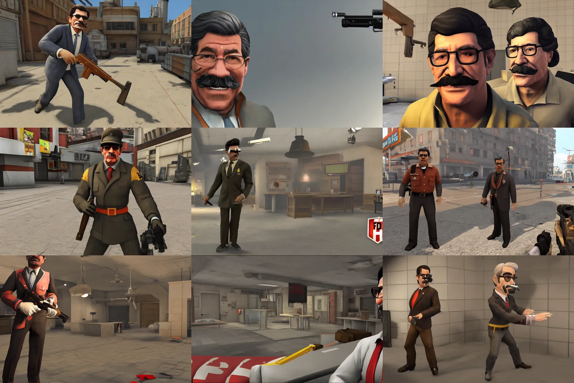 Prompt: a promotional gameplay screenshot of geraldo rivera in the video game tf 2. 3 d rendering. very detailed