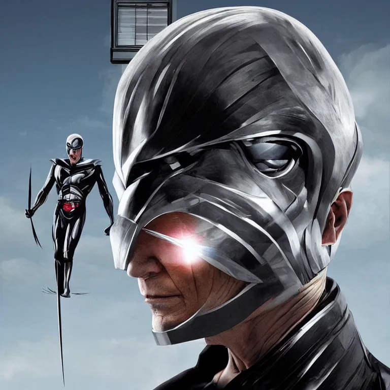 Prompt: Magneto from the X-Men with his helmet on by Igor Morski