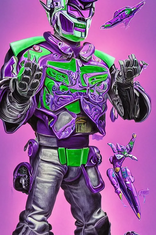 Image similar to portrait of cowboy johnny cash as purple green optimus prime power ranger from transformers masters of the universe surfing tonic stimulant fluids on air guitar zord UFO hoverboard, intricate, highly detailed, smooth, artstation, digital illustration by Lisa Frank and Ruan Jia and Mandy Jurgens and Artgerm and Wayne Barlowe and Greg Rutkowski and Zdislav Beksinski