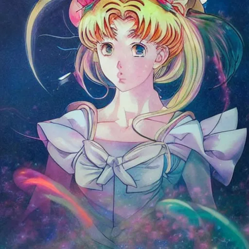 Image similar to prompt : sailor moon portrait soft light painted by james jean and katsuhiro otomo, magical eyes, inspired by evangeleon anime, smooth face feature, intricate oil painting, high detail, sharp high detail, manga and anime 1 9 9 0