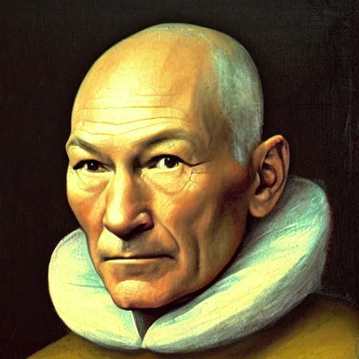 Image similar to Renaissance portrait painting of Patrick Stewart