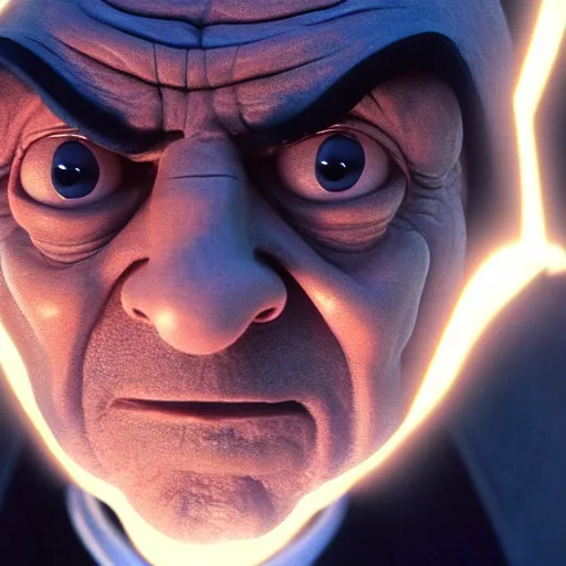 Prompt: mr. bean as darth sidious in star wars, film still, cinematic lighting, detailed