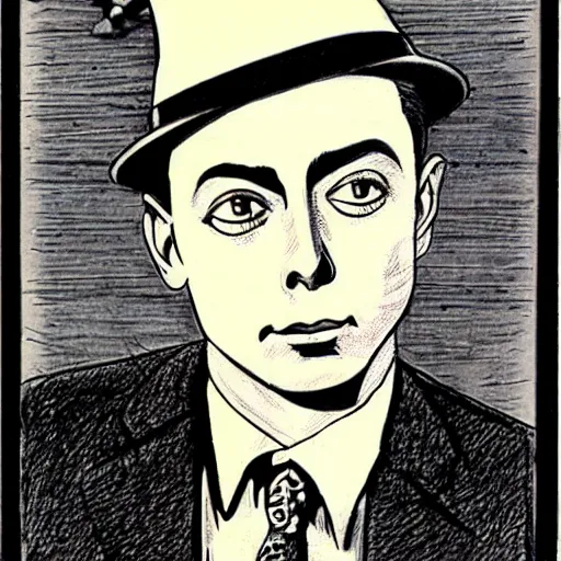 Image similar to buster keaton drawn by robert crumb
