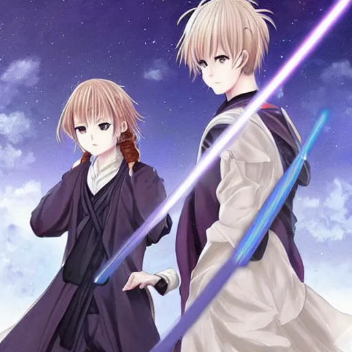 Prompt: Violet Evergarden as a Jedi, trending manga art