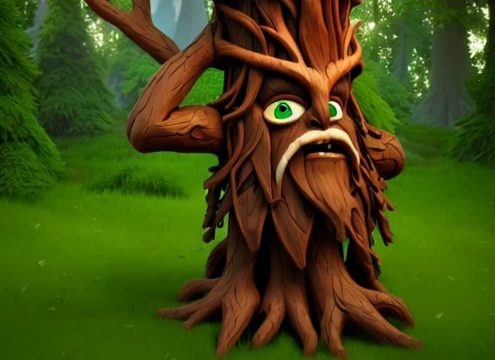 Prompt: festeroot wooden ent leshy treant head, stylized stl, 3 d render, activision blizzard style, hearthstone style, darksiders art style