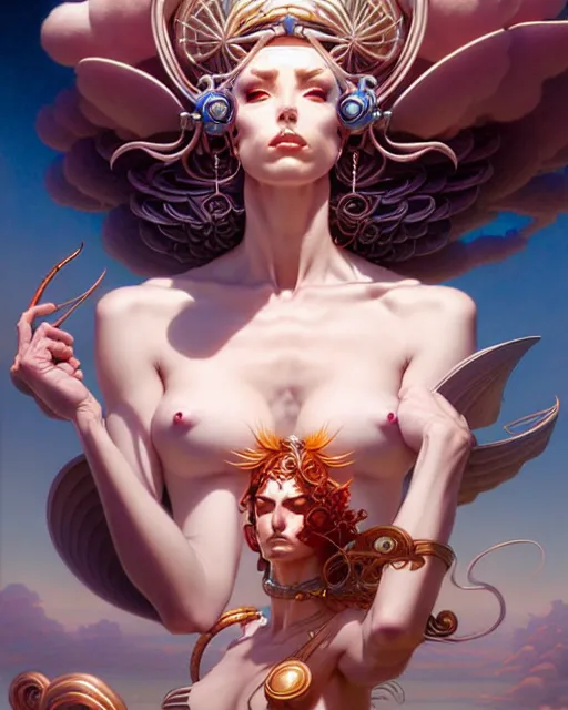 Image similar to goddess of wind, beautiful fantasy character portrait, ultra realistic, wide angle, intricate details, highly detailed by peter mohrbacher, boris vallejo, hajime sorayama, wayne barlowe, aaron horkey, gaston bussiere, craig mullins