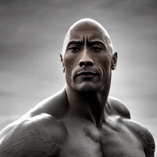 Prompt: dwayne the rock johnson as an eggplant