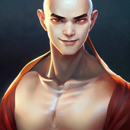 Image similar to a portrait of Aang , made by Stanley Artgerm Lau, WLOP, Rossdraws, ArtStation, CGSociety, concept art, cgsociety, octane render, trending on artstation, artstationHD, artstationHQ, unreal engine, 4k, 8k,