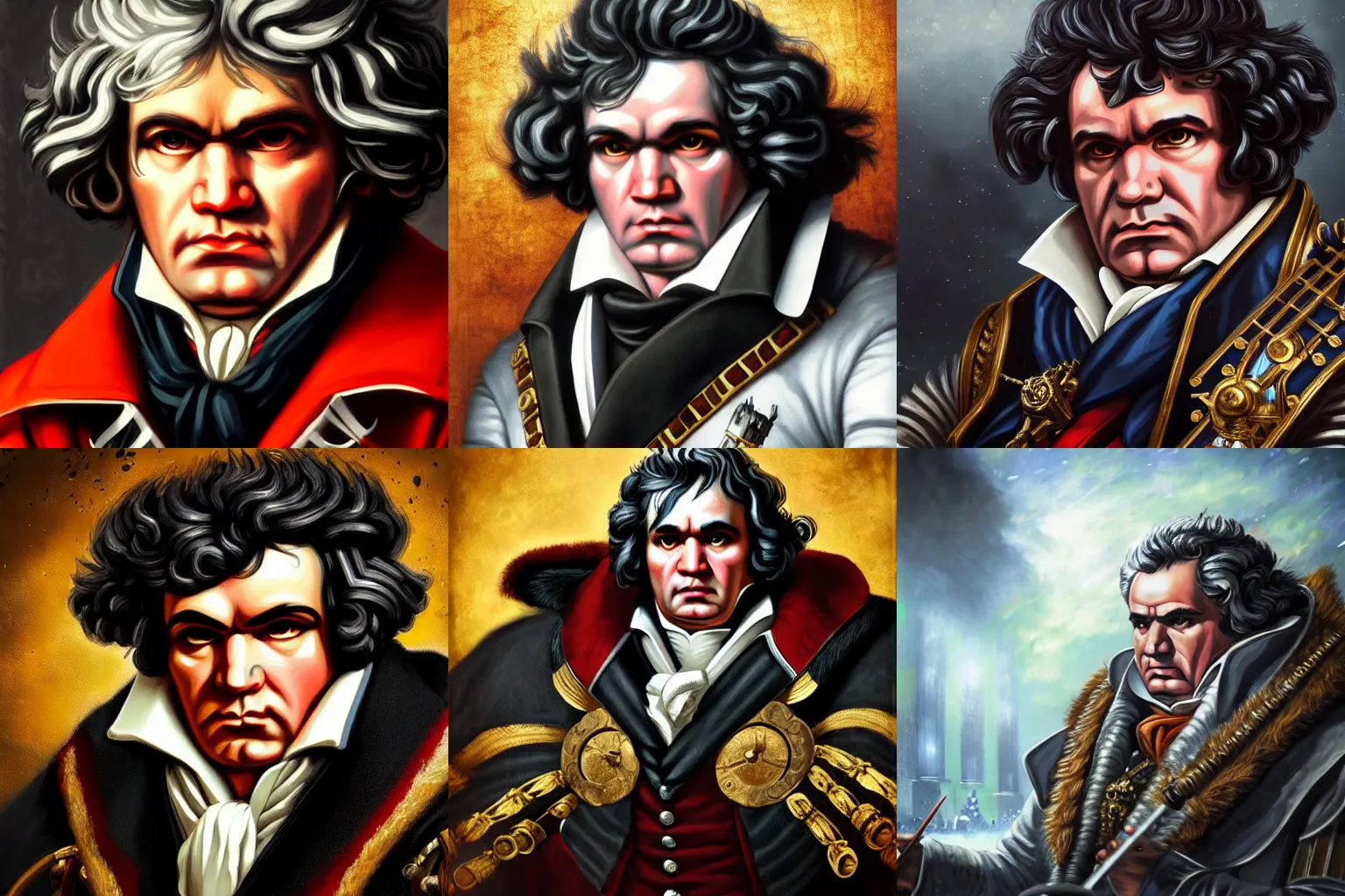 Prompt: Beethoven in Warhammer 40k portrait, 4k resolution, highly detailed, artstation, very sharp, epic