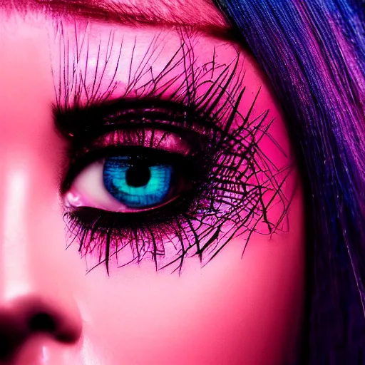 Prompt: futuristic [ cyberpunk ]!! emo makeup style, [ closeup ]!!, trending on unsplash, intricate, detailed