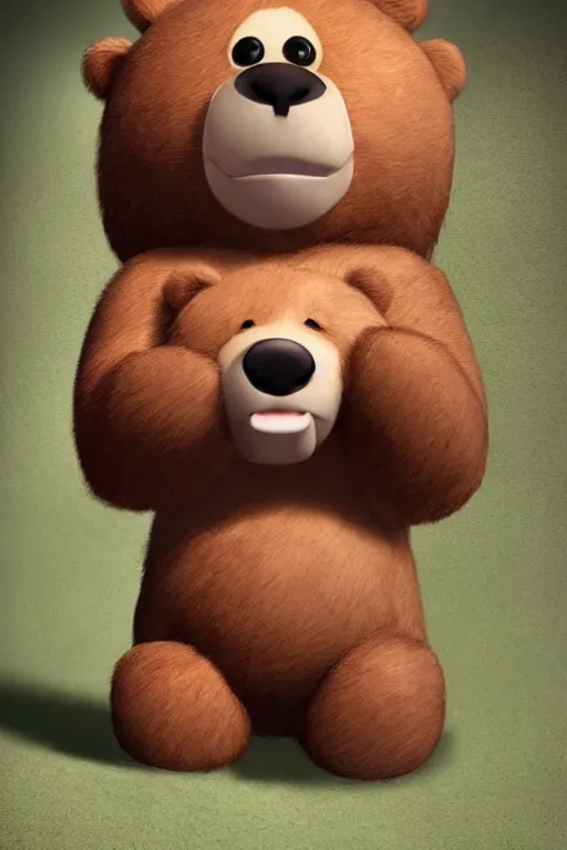 Image similar to a cute perfect bear character by pixar