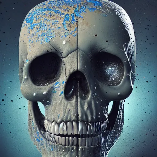 Image similar to portrait_of_a_melting_skull._intricate_abstract._intricate_artwork._by_Tooth_Wu_wlop_beeple_dan_mumford._octane_render_trending_on_artstat