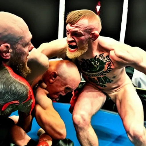 Image similar to gollum wrestling with conor mcgregor