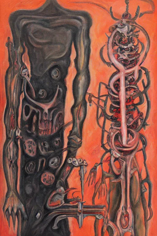 Image similar to biomechanical talisman of evil stygian rituals, god of darkness by maggi mcdonald, mark rothko, sabina klein