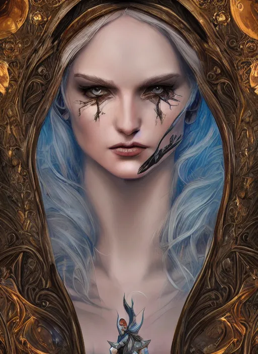 Image similar to digital _ painting _ of _ adult female fairy witch _ by _ filipe _ pagliuso _ and _ justin _ gerard _ symmetric _ fantasy _ highly _ detailed _ realistic _ intricate _ port