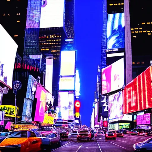 Image similar to times square in a cyberpunk setting