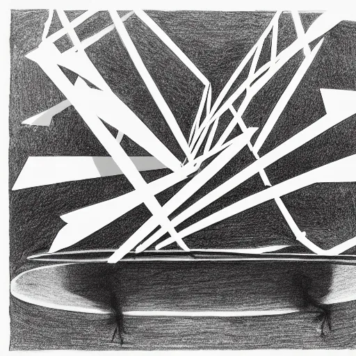 Image similar to abyssal synthwave fogy pond triangle flounder gravity salad batter , by Kati Horna and Gerardo Dottori and Eugene Delacroix , vaporwave , child's drawing , constructivism