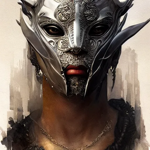 Prompt: Very very very very highly detailed epic avatar of face with venetian mask, intricate, dystopian, sci-fi, extremely detailed, digital painting, artstation, concept art, smooth, sharp focus, illustration, intimidating lighting, incredible art by Artgerm Anton Pieck and Greg Rutkowski and Jakub Rozalski