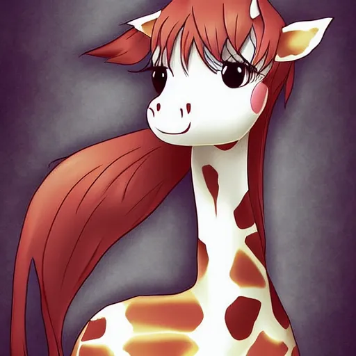 Prompt: cute anthro anime giraffe, digital art