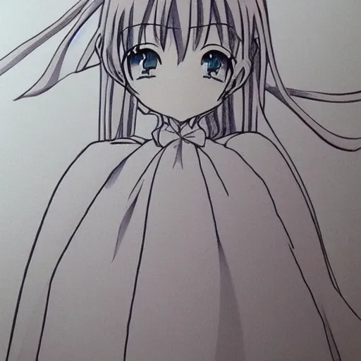 Image similar to Perfectly drawn anime illustration of an anime girl in a dress