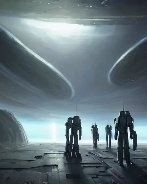 Image similar to A matted painting of Aliens of the Sun on a spaceship environment with expansive views of space, inspired by greg rutkowski and Keith Mallett, digital art, extremely moody lighting, glowing light and shadow, atmospheric, shadowy, cinematic