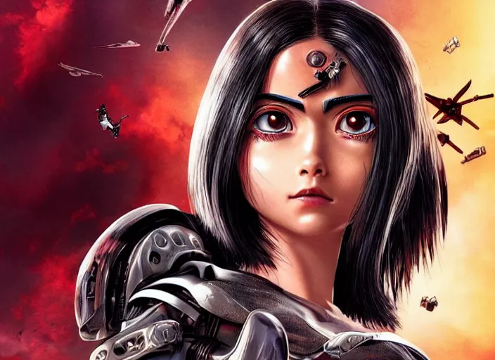 Prompt: Alita Battle Angel, art by Leticia Reinaldo and Phil Nguyen