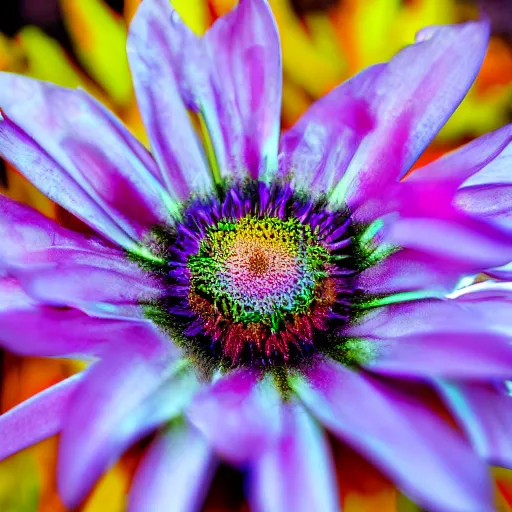 Prompt: close photo of a colorful flower, in a desert, professional photo, trending on artstarion, photo studio, well detailed, 8k