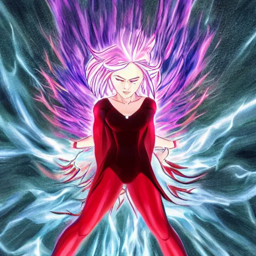 Prompt: Wanda Maximoff ultra instinct, artstation hall of fame gallery, editors choice, #1 digital painting of all time, most beautiful image ever created, emotionally evocative, greatest art ever made, lifetime achievement magnum opus masterpiece, the most amazing breathtaking image with the deepest message ever painted, a thing of beauty beyond imagination or words