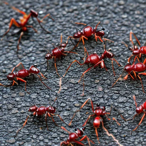 Prompt: realistic ants wearing rubber pants in france, detailed, photograph, 8 k,