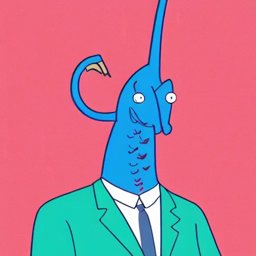 Image similar to illustration of a anthromorphic catfish giving a thumbs up in the style of bojack horseman, by lisa hanawalt