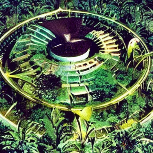 Prompt: “lush utopian solar village on aloha centauri, film still 1970s sci-fi”