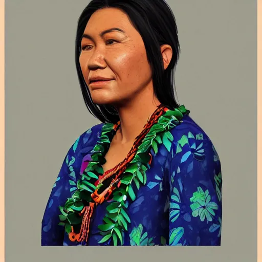 Prompt: A portrait of a Hawaiian Filipino woman, by Cameron Mark on artstation, trending on artstation, 8k