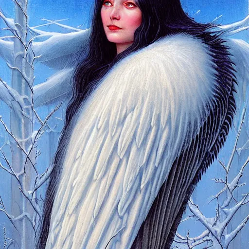 Prompt: portrait of a frost angel, by gerald brom.