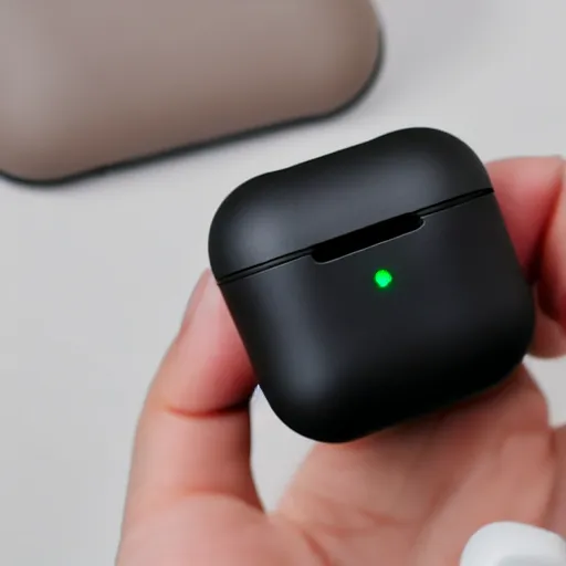 Image similar to black airpods pro case with marshmallow design on the case, studio, product photo