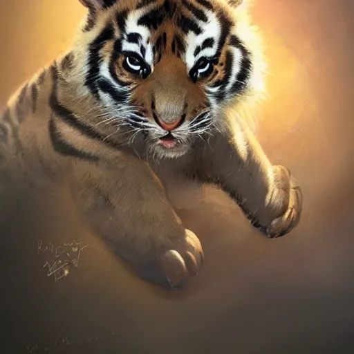 Image similar to a beautfiul commission portrait of a cute baby tiger wearing a military helmet,cute,wholesome,digital art,art by greg rutkowski,charles bowater,ross tran,photorealistic,hyperdetailed,detailed fave,professional lighting,calm,relaxing,deviantart,artstation