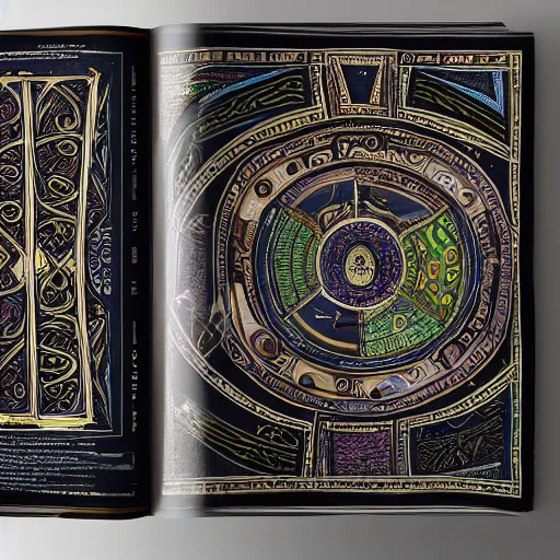 Image similar to book of kells pages with images of aliens ufos, trending on artstation, dramatic lighting, octane render, weta digital, micro details, 3 d sculpture, structure, ray trace, insane details, intricate, elite, ornate, elegant