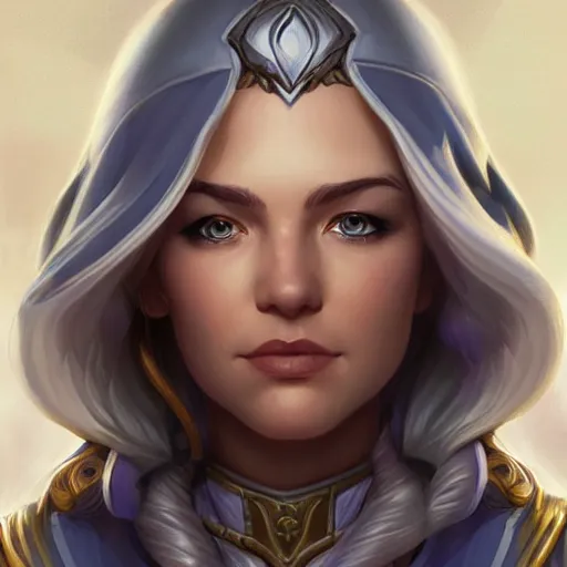 Image similar to jaina proudmoore character portrait, concept art, intricate details, highly detailed photorealistic portrait in the style of adam hughes, seseon yoon, artgerm and warren louw