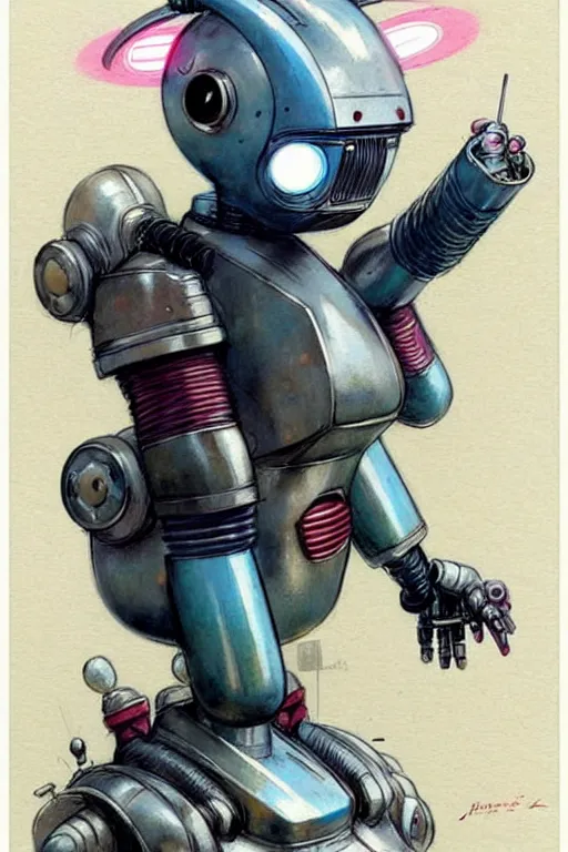 Prompt: ( ( ( ( ( 1 9 5 0 s retro future robot android 1 9 8 0 s robot rabbit. muted colors. ) ) ) ) ) by jean - baptiste monge!!!!!!!!!!!!!!!!!!!!!!!!!!!!!!