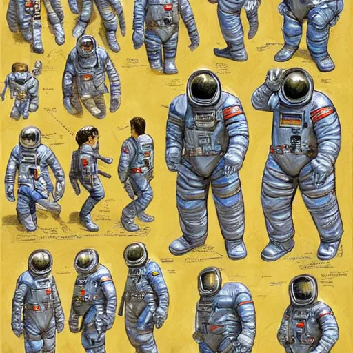 Prompt: Character sheet of Astronaut by Donato Giancola