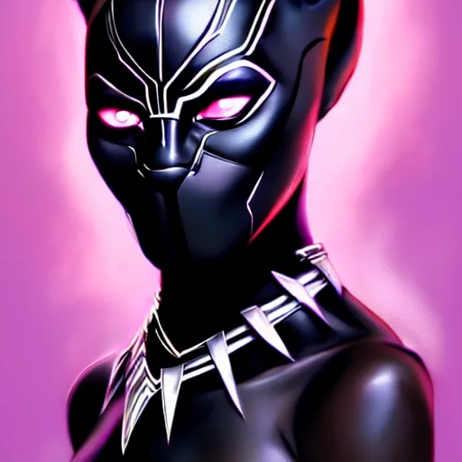 Prompt: portrait of woman black panther marvel character, confident pose, sharp focus, illustration, highly detailed, concept art, matte, trending on artstation, anime, art by wlop and artgerm and greg rutkowski, h 6 4 0