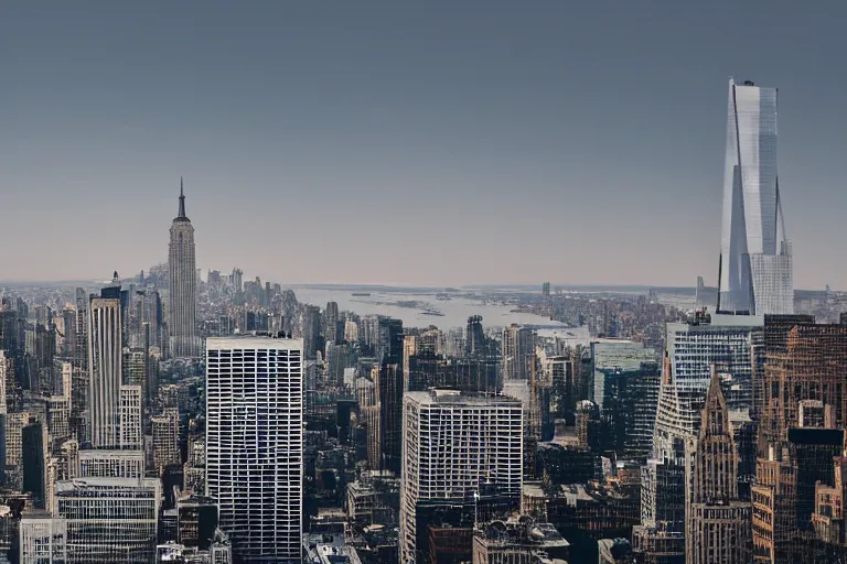 Image similar to Photo of a droplet of water through which the New York City skyline is visible