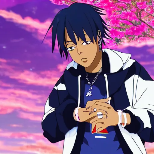 Image similar to Juice WRLD in a Japan anime 4k detail