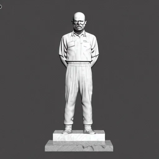 Prompt: Walter white marble statue, 3d model
