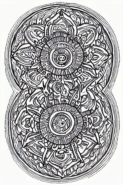 Image similar to symmetric lizard mandala ink drawing