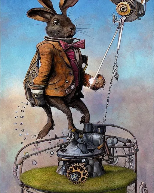 Image similar to steampunk rabbit waving hello by esao andrews