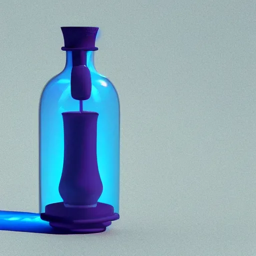 Prompt: a ship in a bottle floating on milk, kitchen tile background, 3d, fake caustics, ue5, cinema 4d, subsurface scattering, volumetric lighting